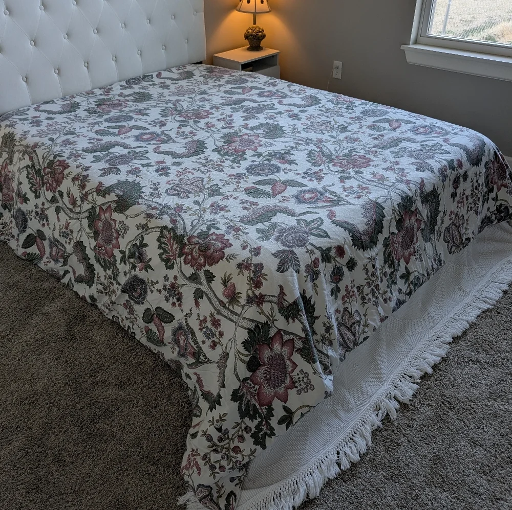 Pottery Barn Floral Duvet Cover King 108x92 Cotton Linen Botanical Cottagecore